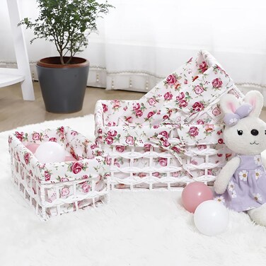 Set of 3 Eco-Friendly Handwoven Storage Baskets &ndash; Durable Woven Bins with Sturdy Plastic Frame and Removable Liners for Toys, Books, and Toiletries &ndash; Decorative and Versatile Home Organization - Pink