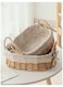 Set of 2 Eco-Friendly Oval Handwoven Storage Baskets with Handles, Durable Woven Bins with Sturdy Frame and Removable Liners for Home Organization in Living Room, Bedroom, Bathroom and Nursery-Beige