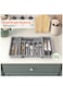 Adjustable Cutlery Storage Holder &ndash; Expandable Tableware &amp; Silverware Organizer BPA-Free Drawer Tray for Utensils, Space-Saving with Dividers for Spoons, Forks, Knives, Grey
