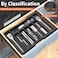Adjustable Cutlery Storage Holder &ndash; Expandable Tableware &amp; Silverware Organizer BPA-Free Drawer Tray for Utensils, Space-Saving with Dividers for Spoons, Forks, Knives, Black