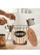 Coffee Pod Holder with Wooden Lid and Base &ndash; Black Metal Coffee Capsule Organizer Basket &ndash; K-Cup Storage for Kitchen Counter &ndash; Stylish Coffee Pod Organizer with Antique-Style Handle