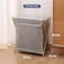 67L Bamboo Laundry Basket with Cover for Dirty Clothes Hamper Storage Organizer Portable Foldable Freestanding Toilet Sorter Cart for Bathroom and Bedroom Towels Blankets Grey