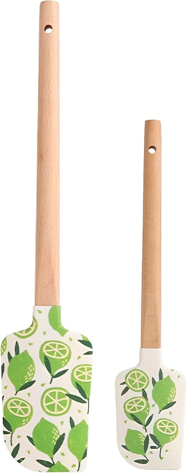 Lemon Silicone Spatula Set, 2-Piece Food-Grade, Heat-Resistant Baking Tools with Non-Slip Grip, Large &amp; Small Kitchen Utensils for Mixing, Scraping, Single-Sided Design