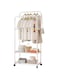 Beauenty Clothes Rack, Clothes Drying Stand, Coat Rack, Sturdy Rolling Clothing Rack with Wheels, Multifunctional Metal Garment Rack with 2-Tier Shelf, 60cm White