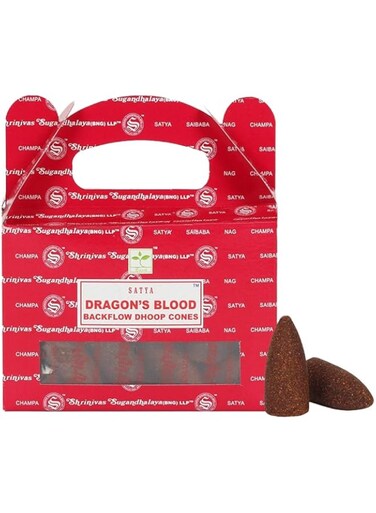 ETHNICITI Satya Genuine Nag Champa Backflow Incense Cones - 24 Cones 1 Pack (Dragon's Blood)