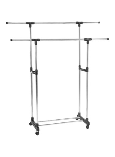 Dubai Gallery Portable Double Layers Clothes Rack Floor Hanger Black/Silver