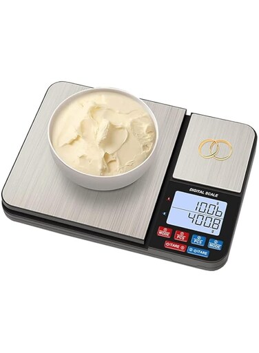 PYEBE Dual Platform Digital Kitchen Scale, 22lb &amp; 17.6oz Precision Capacity (0.01oz/0.001oz), Stainless Steel Food Scale, 7 Units, Tare, Auto Off, Multifunctional for Baking Cooking Food Weighting