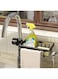 Stainless Steel Kitchen Faucet Sponge Holder Kitchen Sink Caddy Organizer Over Faucet Hanging Faucet Drain Rack for Sink Organizer Bottle Brush Storage Sponge Holder (Single with Dishcloth Rack)