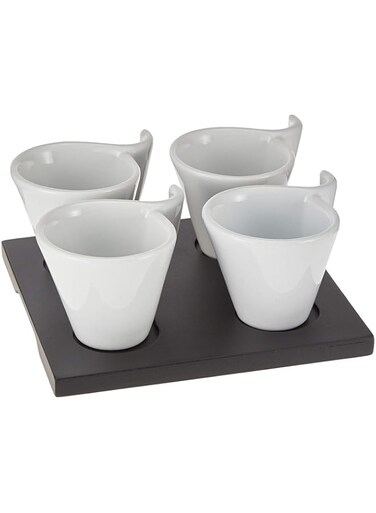 Harmony Mdf Snack Bowl With Tray Set Of 5 White White