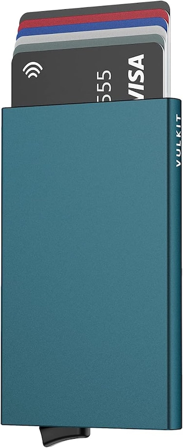 Pop Up Wallet, Slim Minimalist Credit Card Holder For Men and Women RFID Blocking Mini Metal Case