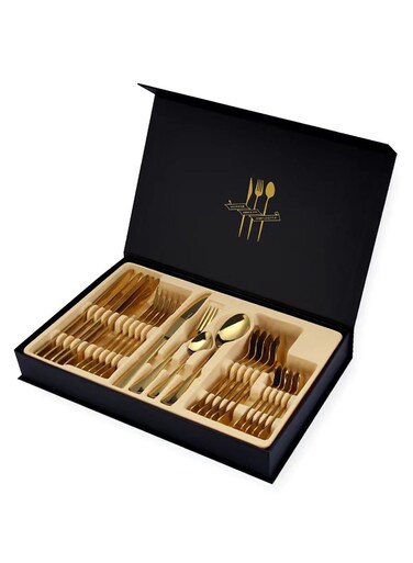 Stainless Steel Cutlery Set With No Texture On The Surface Kitchen Utensil Set Western Tableware Suitable For Home Kitchen Restaurant Hotel Party Dining Picnic Dining Exquisite Packaging For Gifts Gold