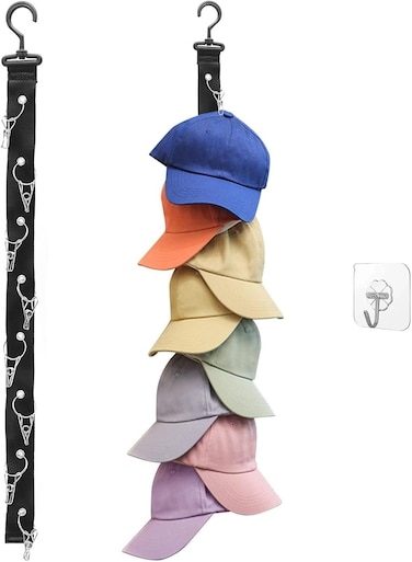 1pc Baseball Cap Rack, Hold up to 8 Caps, Fitted Caps Sun Hats Organizer, Hat Storage Hanger for Closet Rod, Wall, Door, Clothes Rack