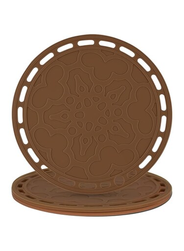 Smithcraft Silicone Trivets Mats for Hot Pots Big Round Silicone PotHolder Hot Pads and Trivets for Hot Dishes and Hot Pots Holder, Hot Mats for Countertops, Tables, Spoon Rest Set of 3 Color Brown