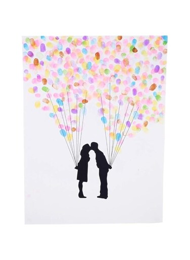 bpa Fingerprints Tree, Waterproof Fingerprints Tree Creative DIY Guest Signature Sign-in Book Canvas Fingerprints Tree Painting for Wedding Birthday Party(HK007)