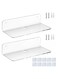 2Pcs Acrylic Floating Wall Shelf Self Adhesive 9 Inch, Stick on Shelves Damage-Free Expand Wall Space, Clear Small Wall Shelf