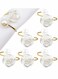 Napkin Rings, White Rose Pearl Dining Table Ring Holder, Vintage Paper Towel Rings for Valentine's Day Wedding Banquet Home Decorations (6 Pcs)
