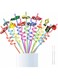 ZHIEND 12 Racecar Straws,Race Car Party Supplies,Two Fast Birthday Decorations,Cars Themed Hot Favors,For Kids With 2-Piece Cleaning Brush Set