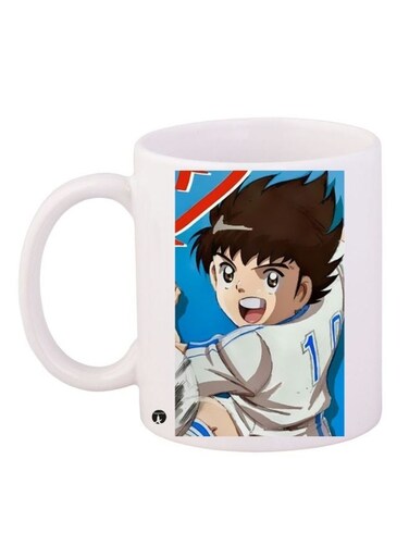 Captain Tsubasa Printed Coffee Mug White/Brown/Beige 11ounce