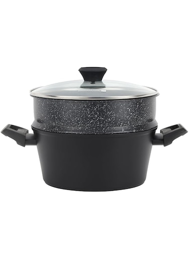 Royalford 2-Tier Aluminium Steamer RF12623 Capsule Bottom with Glass Lid 24cm Kitchen Steamer Cooker Multi-Layer Steam Pot with Handles on Both Sides Steamer Dumpling Steamer Food Pot Veggie Steamer