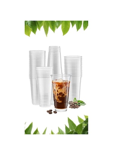 Sweet seven 100-pack 24oz Crystal Clear PET Cups - Perfect for Iced Coffee, Cold Drinks, Slushies, Smoothies, and Parties - Plastic Disposable Cups