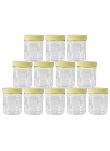 12-Piece Round Spice Jar White/Yellow 250ml