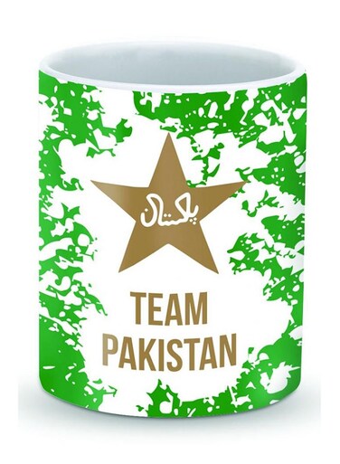 Premium Team Pakistan Designer Mug Green/White/Brown