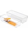 Idesign Linus Kitchen Drawer Organizer For Silverware, Spatulas, Cutlery, Gadgets, Office Supplies, Cosmetics, 4" X 12" X 3", Set Of 2, Clear