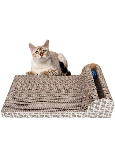 SKEIDO 1PCS Cardboard Collapsible Cat Scratcher Lounge Bed Catnip High Density Recycled Corrugated Kitty Scratching Pad Cats Turbo Toys