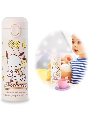 ELECDON 1Pcs Cartoon Vacuum Cup Women'S Large Capacity Student Portable Thermos Kawaii Vacuum Cup Insulated 304 Stainless Steel Water Bottle Cute Girl'S Gifts (420ML)