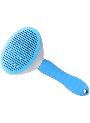 Wowuwoai Self Cleaning Bristle Slicker Brush for Dogs Cats, Pets Easy Grooming Brush, Deshedding Massaging Tool, Blue