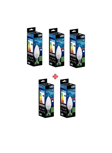 Milanlux Led Bulb, Non-Dimmable , 560 Lumen, Warm White (3000), 7W = 45W, E14 Base, Buy 3 Get 2 Free