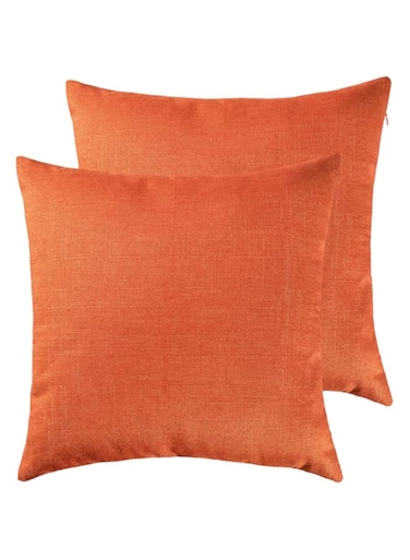 RainRoad Orange Decorative Throw Pillow Cover for Sofa Couch Bedroom Car Cotton Linen Pillow Case Cushion Cover Set of 2,18x18Inch 45cm x 45cm (Orange)