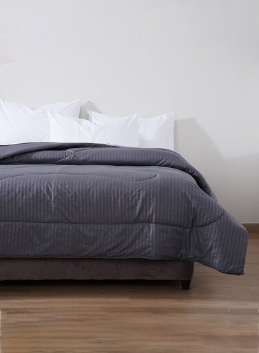 Home Stria Microfiber Satin Stripe Comforter 220x240cm - Charcoal