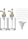 S SYMEFER Coffee Syrup Dispensers 500ml Glass Bottles with Elegant Pumps and 36pc Various Syrup Labels and Funnel, Kitchen Coffee Station Organization, Transparent (2pack) (Gold)