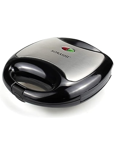 Sonashi 2-Slice Waffle Maker [Black-Silver] SWM-873-750W, Class I Non-Stick Waffle Maker Machine w/Cool Touch Body, Handle Lock, Indicator Lights   Kitchen Appliances