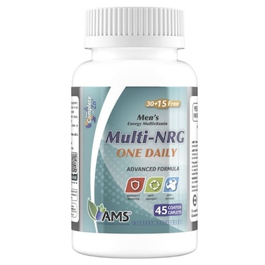 Ams Multi-NRG Men's Energy Multivitamin Supplement Tablets, Pack of 45 Tablets