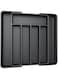 Lomeshow Silverware Organizer, Expandable Cooking Utensil Tray, Adjustable Cutlery Silverware Flatware Holder, Maximize Flatware Storage, BPA Free Flatware and Cutlery Holder, Large (Black)