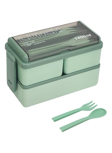 NALACAL Bento Box, Lunch Box 1400 ML Container Meal Prep Containe With Cutlery, 2 Tier and 3 Compartment Design Food Containers for Lunch Snacks for Adults and Kids