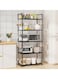 Kitchen Shelving Unit, Storage Shelves Organizer with Side Hooks, Storage Rack, Storage Organizer Shelves, Multifunctional Storage Rack Stand for Kitchen, Closet, Bathroom, Laundry - Black