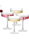 4 Pcs Ribbed Coupe Glasses,10 oz Vintage Coupe Glasses Set,Martini Glasses,Whiskey Glasses,Margarita Glasses,Champagne Glasses for Cocktails, Desserts &amp; Gifts