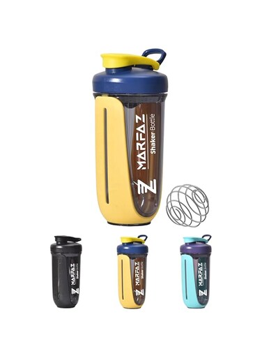 MARFAZ Protein Shaker Bottle, 680ml, Blender Ball, Leak Proof, BPA Free, for Gym, Fitness, Workout, Daily Drinking (Yellow)