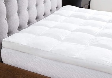 Hotel Linen Klub Single Mattress Topper 233TC 100% Cotton Fabric with Piping and 4 Sides Elastic Bands 500GSM Soft Firm Extra Thick Fiber Sheet Filling, White, 100 x 200 cm