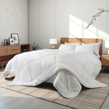 Hotel Linen Klub Soya Bean White Duvet - Hypoallergenic &amp; Eco-Friendly Fiber Filler for Exceptional Softness &amp; Comfort, Moisture-Wicking and Breathable Material, Size: Single(160 x 220 cm)