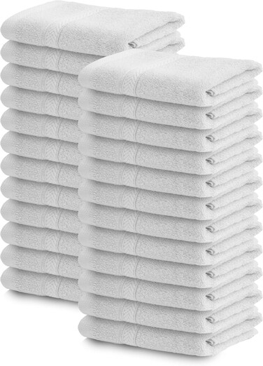 Hotel Linen Klub Luxury Face Towel Quality 30x30 cm, 100% Rich Cotton, 480GSM Super Soft, Pack of 24, Highly Absorbent Quick Dry, Ring Spun, White set,