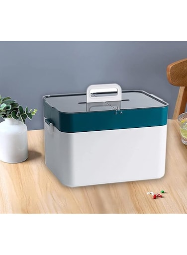 ZHENGJC Multilayer Large Capacity Medicine Box Storage Case, Emergency Medicine Kit Case Organizer, Plastic First Aid Medicine Storage Box with handle