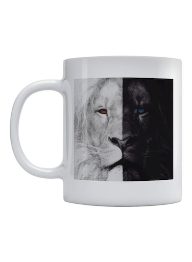 Lion Printed Mug White/Black 350ml