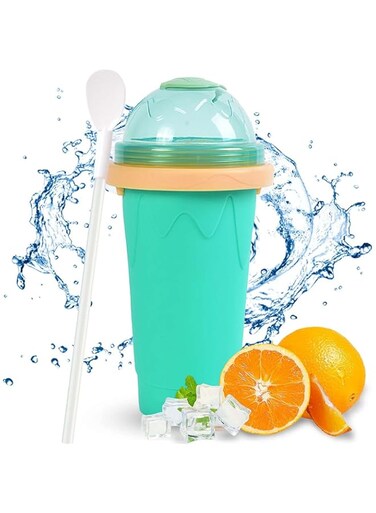 ELECDON Slushy Maker Ice Cup, Travel Portable Double Layer Silica Cup Pinch Cup Hot Summer Cooler Smoothie Silicon Cup Pinch into Ice Children's Adult Slushy Ice Cup