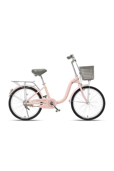Raccoon Bicycle With Basket 20-Inch Pink