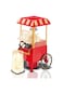 Vintage-Style Popcorn Maker Cart, Electric Hot Oil Popper Machine with Striped Awning, Red and Gold