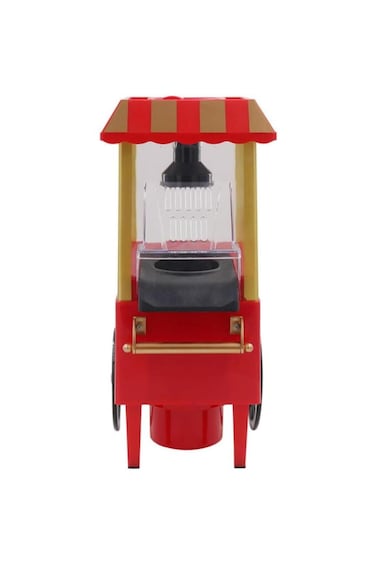Vintage-Style Popcorn Maker Cart, Electric Hot Oil Popper Machine with Striped Awning, Red and Gold